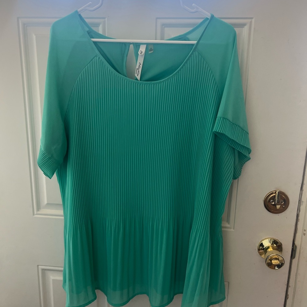 Elegant Mint Green Pleated Top